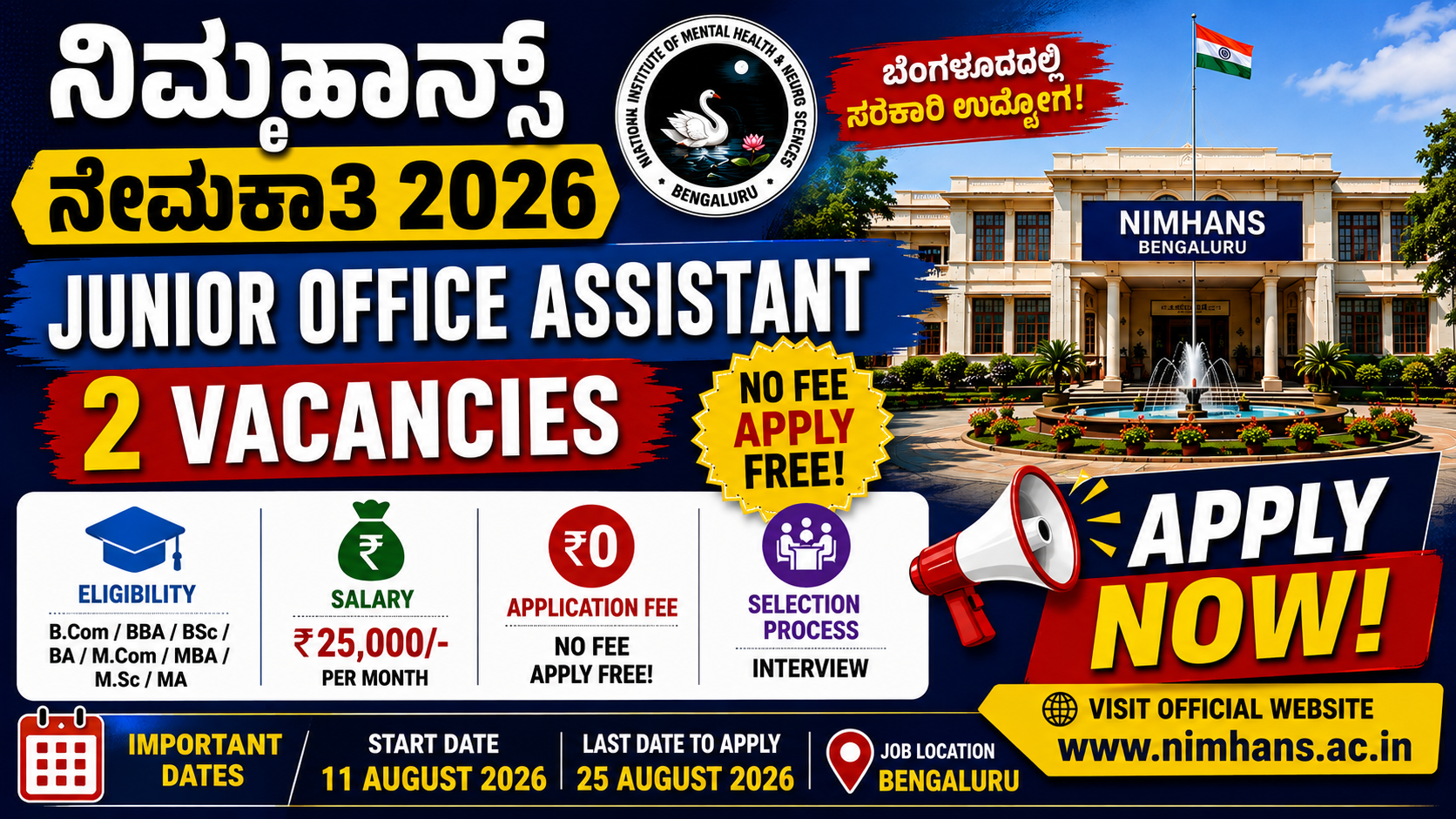 NIMHANS Recruitment 2026