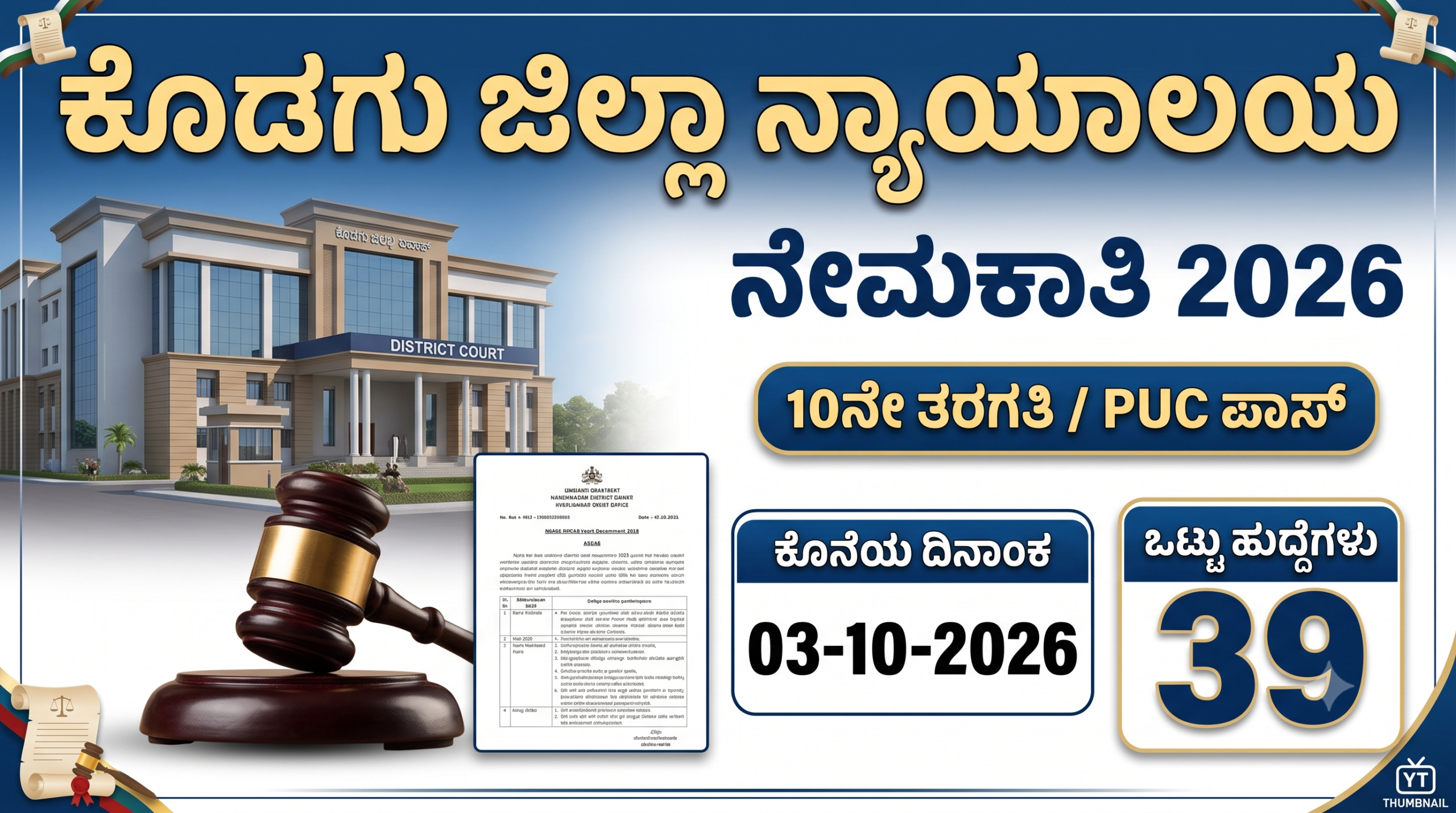 kodagu district court recruitment